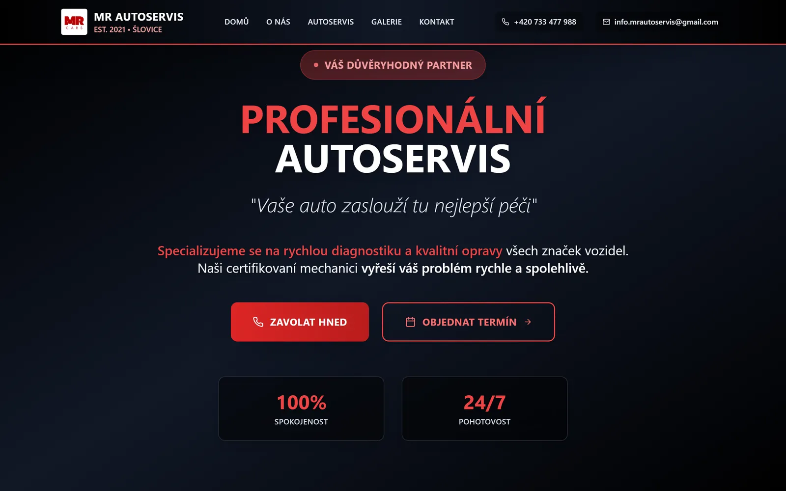 MR Autoservis - náhled webu